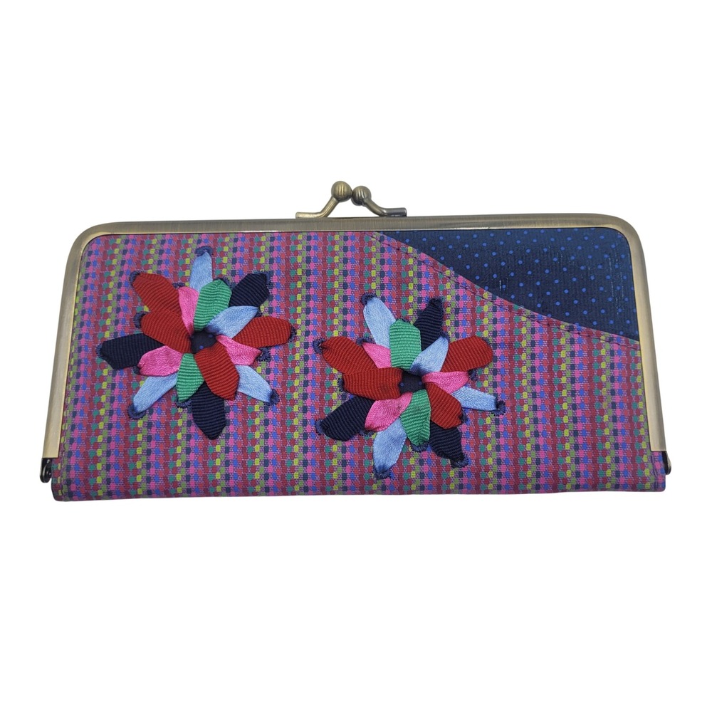 Loop Floral Clutch Wallet Kiss Lock Multicolored Fabric Boho